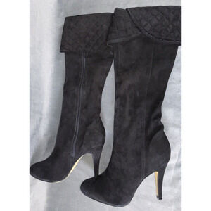 Colin Stuart‎ Women Black Suede Leather 4” Heel Knee High Boot, Size 8B